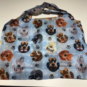 Reusable Foldable Shopping Bag 15x20in made of Nylon - Cute dog desigb